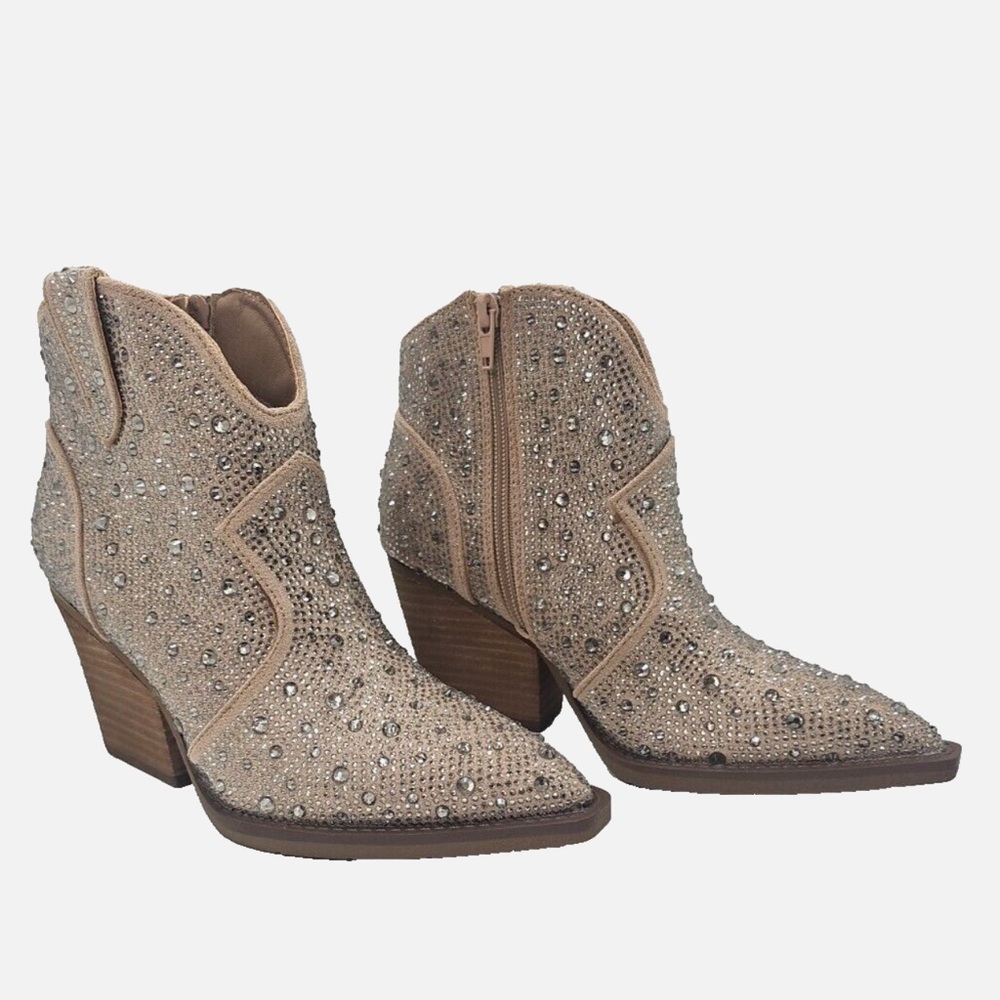 Very G Women's Austin Rhinestone Ankle Western Booties Size 8